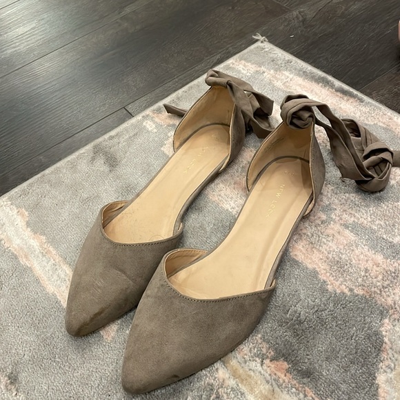 Grey Suede Flats Shoes by New Look (England) - Picture 2 of 3